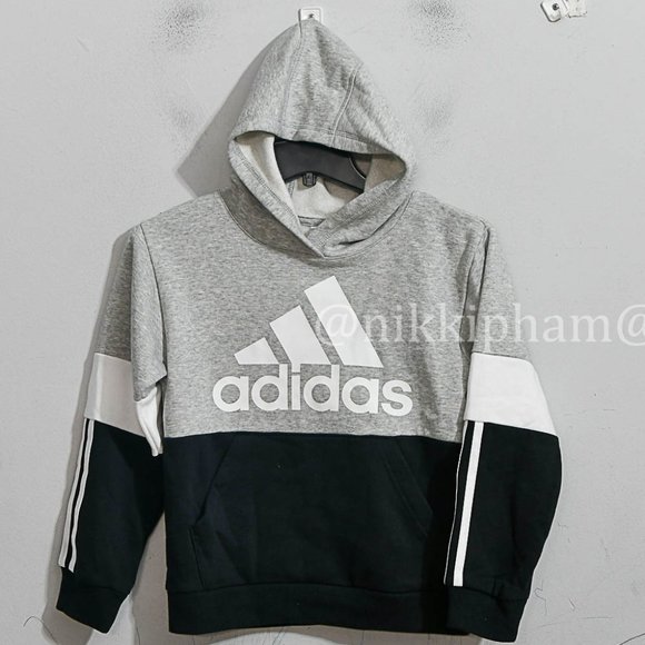 Adidas Boys' Youth Pullover Fleece Hoodies IN GRAY - Picture 2 of 5